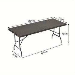 TEMU Livinganghome 6ft Heavy Duty Folding Table, Sturdy Metal Frame, Foldable Table Waterproof, Portable Dinning Table, Ideal For Parties, Indoor Use