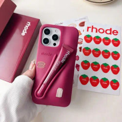 Rhode Autumn Edition New DIY Lipstick Lip Holder Soft Silicone Case for IPhone 17 16 15 14 13 12 Pro Max Plus Phone Stand Cover