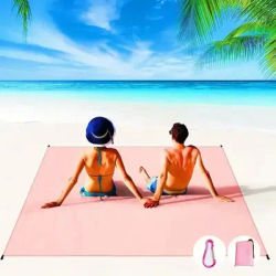 Outdoor Camping Waterproof and Convenient Foldable Two-color Picnic Mat Moisture-proof Mat Polyester Plaid Pocket Beach Mat