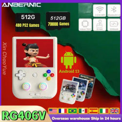 ANBERNIC RG406V Retro Video Games 4" IPS Multi-touch Screen Android 13 Handheld Game Console RGB Lighting RG 406V PSP PS2 games