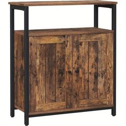 TEMU Storage Cabinet, Multipurpose Cabinet, Sideboard, Adjustable Shelves, Slat Door, For Living Room, Bedroom, Hallway, Industrial Style