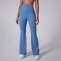 Per donna leggings da pilates Pantaloni fitness pantaloni sportivi Svasato Leggero Pilates Corsa Fitness Pantaloni Tinta unica Rosa baby Nero Blu Autunno Inverno Gli sport Abbigliamento sportivo