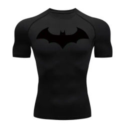 Summer Bat Graphic Compression Tees Shirts for Men Short Sleeve Rash Guard Gym Workout Running