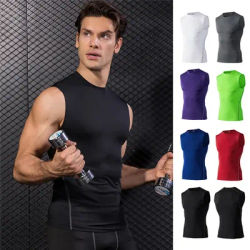 Summer Compression Gym Tank Top Men Cotton Bodybuilding Fitness Sleeveless T Shirt Workout Clothing