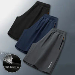 summer Running Shorts Men Striped Printing Loose Basketball Sport Gym Breathable Shorts Fitness Training Workout Bottom Male