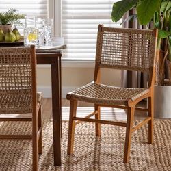 Ariba Viro Fiber Dining Chair by BrylaneHome in Caramel Brown (Size OS)