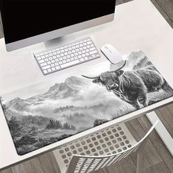 TEMU 1pc Art Grey Highland Cow Mousepad, Keyboard Gaming Accessories Mouse Mat, Office Computer Laptop Desk Mat, Rubber Anti-slip Office Mouse Pad-adult Novelty Gifts