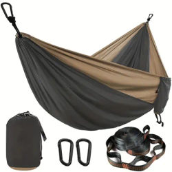 Double hammock with tree ties and mountain hooks - suitable for camping and travel, camping gear
