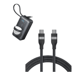 Anker MagGo Power Bank (10K, 35W, For Apple Watch) and Anker USB-C to USB-C Cable (6 ft, 240W, Upcycled-Braided)