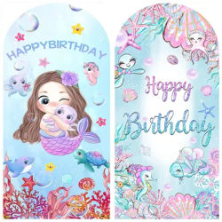 Mehofond Arch Backdrop Cover Underwater Mermaid Happy Birthday Little Princess Baby Shower Chiara Photo Background Decor Banner