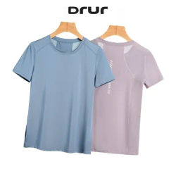 DRUR Quick Dry Sports Top Women Summer Yoga Shirt Breathable Loose Fit Gym Tops Female Running Sportswear Activewear Workout Tee