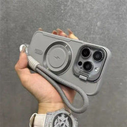 Hanging rope phone case suitable for iPhone 16 anti drop protective case, iPhone 15 simple phone case, iPhone 14 fashionable