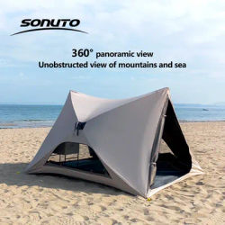 2-4 Person Family Camping Tent Quick Setup, Waterproof Windproof Sun Protection, Portable Lightweight Oxford 210D, Summer Beach