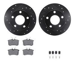 R1 Concepts Brake Disc & Pad Kit eLINE Black Rotors with Optimum OEp Pads Series, Rear, 1 Year Limited Warranty WHUH1-74019