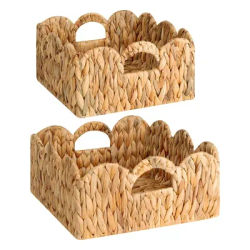 ABYN-Cesto in vimini smerlato, cesto per asilo nido con manici, cestini in rattan intrecciato per organizzare, mensola per cestini decorativa