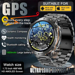 Nouveau pour XIAOMI 1000 MAH Super endurance SmartWatch hommes 1.73 pouces HD écran GPS boussole Bluetooth appel étanche Sport SmartWatch
