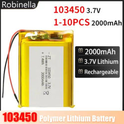 103450 2000mAh Polymer Lithium Battery 3.7V Li-polymer Batteries for Power Bank DIY GPS Camera Navigator Beauty Instrument Fan