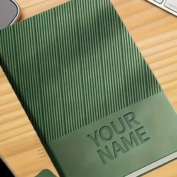 TEMU Business Notebook A5 Daulin Paper | Leather Embossed Cover + Logo + Date Customization | 360° Flat Lay Design With Built-in Bookmark | Office Meeting/student Exam/creative Journal