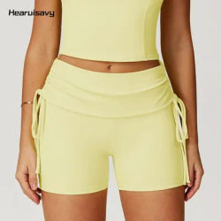 Hearuisavy Summer Bare Feel Sports Short Fitted Slim Gym Shorts Workout For Women Tights High Waist Push Up Yoga Leggings Female