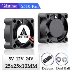 GDSTIME 2510 24V 12V 5V Fan 25MM*25MM*10MM Mini Cooler 2510 Ball/Sleeve Axial Cooling Fan 25MM Micro Electric 3D Printer Fan