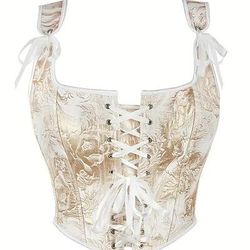 Retrò Vintage Medievale Rinascimento Corsetto Gilet Bustino 13 Ossa Floreale Jacquard Costume Per donna Celtico Fantasia Reale Halloween Carnevale Feste Casual Quotidiano LARP Adulti Corsetto