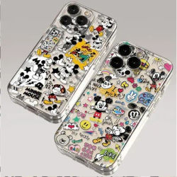 Cartoon Graffiti Mickey Mouse Clear Phone Case For Xiaomi Redmi Note 10 11 12 13 14 Pro Plus 5G 11S 10S 4G 12S 14C 12C 13C A5 A3