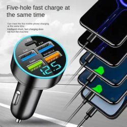 Caricabatteria da auto per telefono cellulare con doppia uscita USB Ricarica rapida 5 porte Caricabatteria da auto a 5 porte Adattatore per caricabatteria da auto Mini tipo C