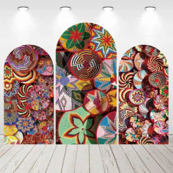 Mehofond Custom 2-Sided Mexican Traditional Ethiopian Floral Pattern Birthday Party Covers Chiara Arch Background Decor Backdrop