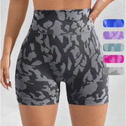 Women Seamless Tie Dye Yoga Shorts Nylon Slim Leggings Workout Sports Shorts Stretchy High Waist Hip Liftting Fitness Leggings