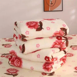 Thin Blanket for Summer Fall Coral Fleece Flannel Blanket for Beds Flower Printed Plaids for Bed Single/Queen/King Size Blanket
