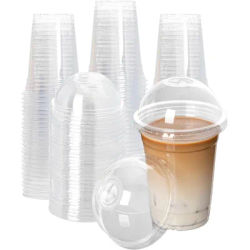 20 Clear Plastic Fruit Cups with Dome Lids PET Disposable Parfait Crystal Cups Suitable for Dessert Ice Cream and Cake Ideal for