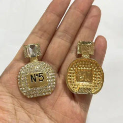 2Pcs Noble Luxury Metal Perfume Bottle Hand Chain Bag Full Rhinestone Ornament 3d Diy Junk Phone Case Headset Computer Decor