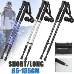 2pcs Outdoor Trekking Poles Walking Stick Retractable Climbing Crutch Aluminium Alloy Walking Cane Hiking Alpenstock 63-135cm