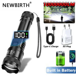 1000LM Powerful LED Flashlight Battery Display USB Rechargeable Light Telescopic Zoom Torch Lamp Outdoor Camping Fishing Lantern