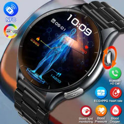 2025 nouveau NFC sang oxygène lipide montre intelligente hommes femmes précis ECG + PPG acide urique pression artérielle Bluetooth appel santé Smartwatch
