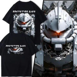 2025 Nuova tendenza della moda Bianco Ogre Zagu Modello T-shirt in cotone Mobile Warrior Gundam stampato Top estivo a maniche corte allentato