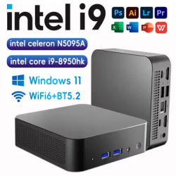 Windows 11 Pro Intel Core i9 8950HK/N5095A Mini PC 16GB DDR4 1TB M.2 SSD WIFI 6 BT5.2 4K HD Mini Gaming Pc【3 year warranty】