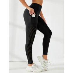 Mesh pocket yoga pants, European and American hip-lifting pants, four-sided elastic sports fitness yoga pants, women's leggings