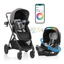 Evenflo Shyft Intuiti+ Travel System w/ Revolve180 LiteMax NXT with SensorySoothe - Angler Tweed