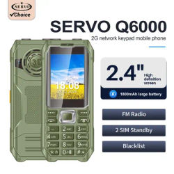 SERVO Q6000 2G Senior Feature Phone 2.4"Display Dual SIM Dual Standby Speed Dial 1800mAh Blacklist FM Radio GSM Button Cellphone
