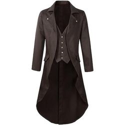 Retrò Vintage Punk Gotico Medievale Cappotto Smoking Frac Vampiro Cavaliere Costume Per uomo Stile Steampunk Halloween Performance Festa / Sera LARP Adulti Cappotto