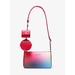 Michael Kors Jet Set Small Ombré Signature Logo Crossbody Bag with Case for Apple Airpods Pro® Red One Size