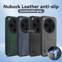 Nubuck Leather Shockproof Magnetic Case for OPPO Find X8 Pro Protective Cover Back Shell Coque Funda