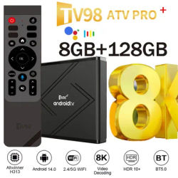 New TV98 ATV Pro Plus TV Box Android 14 Media Player 4G 5G Dual Wifi6 8K 4K BT5.0 Voice remote Allwinner H313 Quad Core iptv