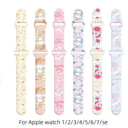 Kawaii Cinnamoroll Kuromi Strap per Apple Smartwatch Band 38Mm 40Mm 41Mm 42Mm 44Mm 45Mm Cartoon bracciale Iwatch 7/6/5/4/3/2/1/se