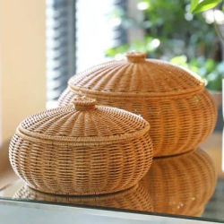 Scatole portaoggetti per piante in finto Rattan organizzatore per la casa scatole portaoggetti in vimini vari fiori cestini ovali di zucca intrecciati a mano