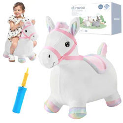 Hopper Toy, Ride On Bouncing Plush Inflatable Horse, Outdoor Indoor Hopping Horse Bouncer, Birthday Gifts for 2-5 Years Old Kid