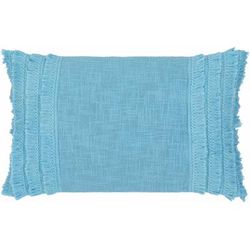 Tomado 20" Square Cottage Pillow Moroccan Plush Cotton Aqua Lumbar Pillow - Boutique Rugs