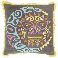Mantorville 18" Square Cotton Aqua/Charcoal/Grass Green/Lavender/Orange/Yellow/Lime Green Throw Pillow - Boutique Rugs