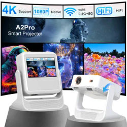 Aepuosem A2pro 4K Projector - 1080P Dual Screen, Android Touch Display, Home Theater, Gaming & Karaoke